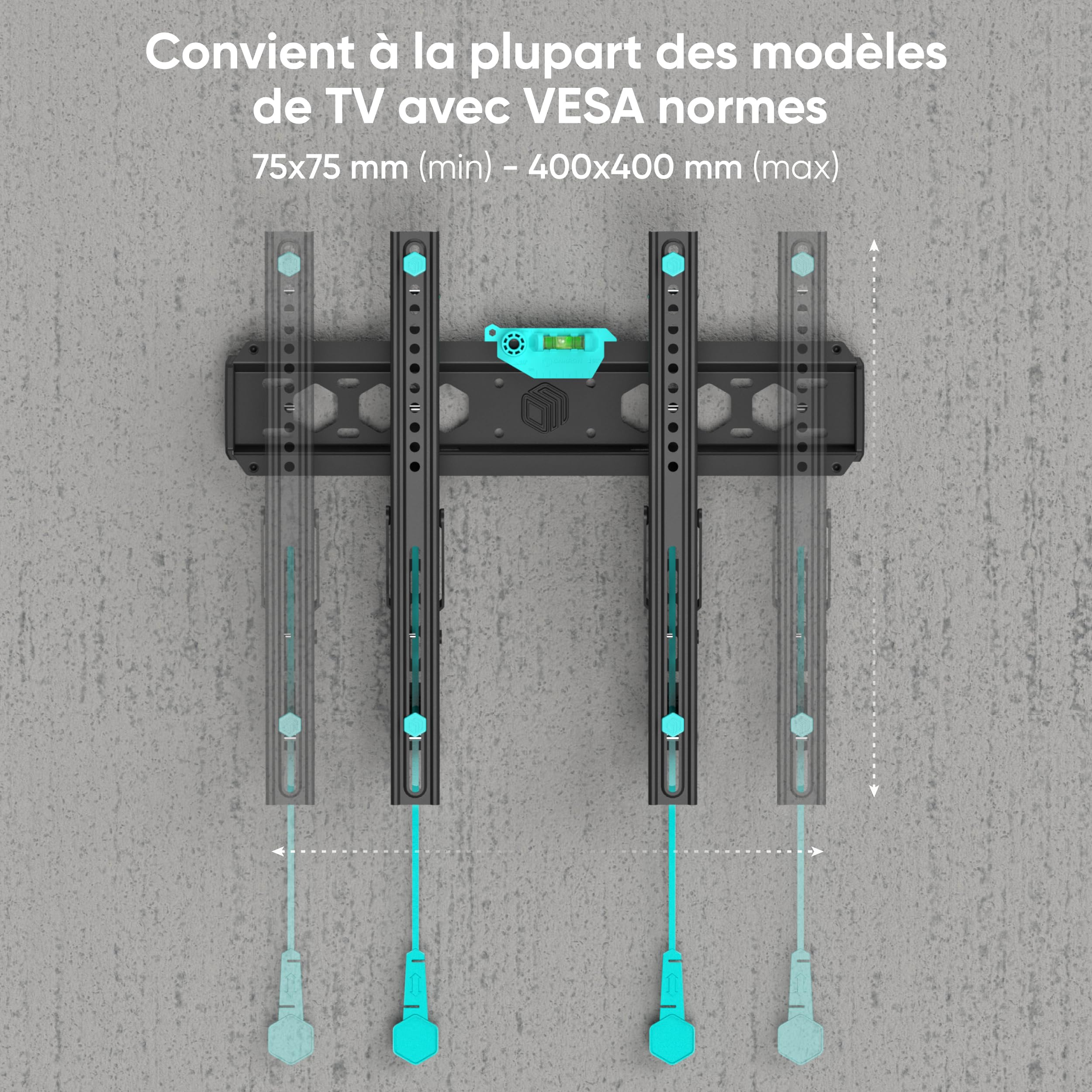 ONKRON Support Mural TV Inclinable pour 32-70 Pouces Téléviseur, Fixation Tele Murale Poids de 60 kg, Accroche Television Murale VESA 75x75 - VESA 400x400 mm, Support TV Mural Universel Noir TM5-B