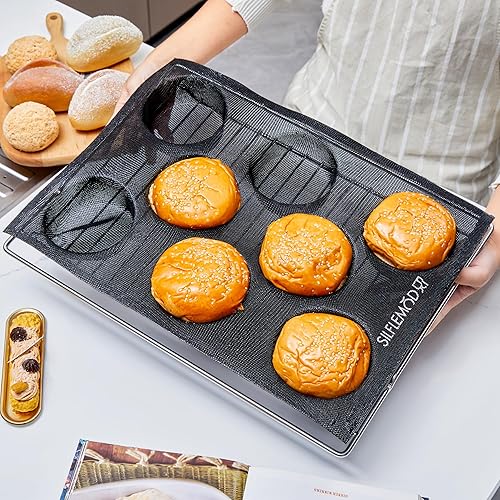 Miniatura 4 de SILFLEMOD Molde perforado de silicona para bollo de hamburguesa  Formas de pan aireado de silicona de grado alimenticio para horno  Molde de pan de