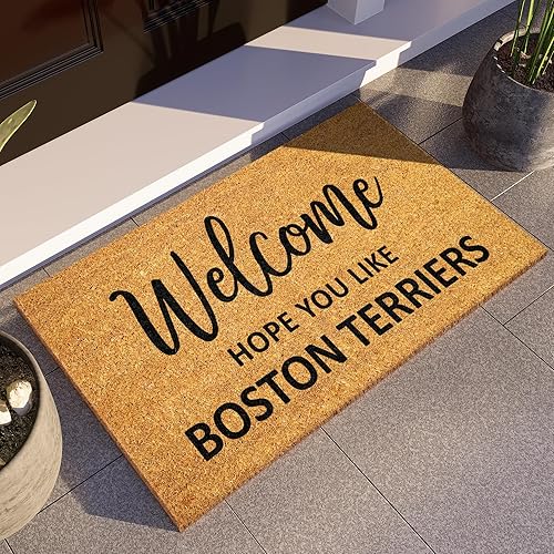 Decor SOHO Tapete para puerta de Boston Terrier, con la esperanza de que te guste Boston Terrier, divertido tapete de fibra de coco de bienvenida
