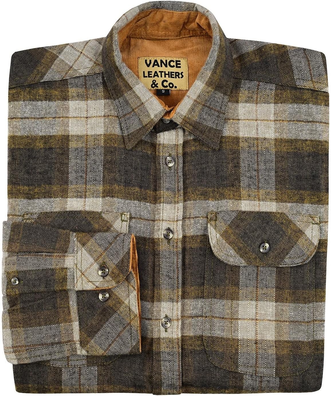 Men's Long Sleeve Plaid Button Down Casual Flannel Shirt, for Men Soft 100% Cotton, Corduroy Cuffs - Image 3