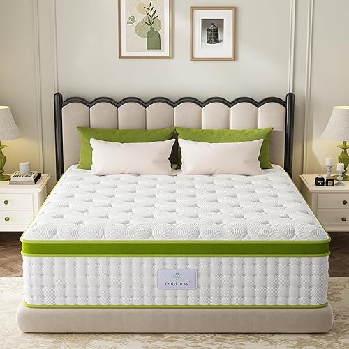 Miniatura 1 de Onlylucky Colchón tamaño Queen firme de 14 pulgadas en una caja, colchones Hybird con espuma viscoelástica de gel y resortes individuales para