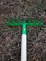 Vista 2 de JustForKids - Juego de herramientas de jardín para niños, rastrillo, pala, azada y rastrillo de hojas, tamaño reducido, hecho de cabezas de acero