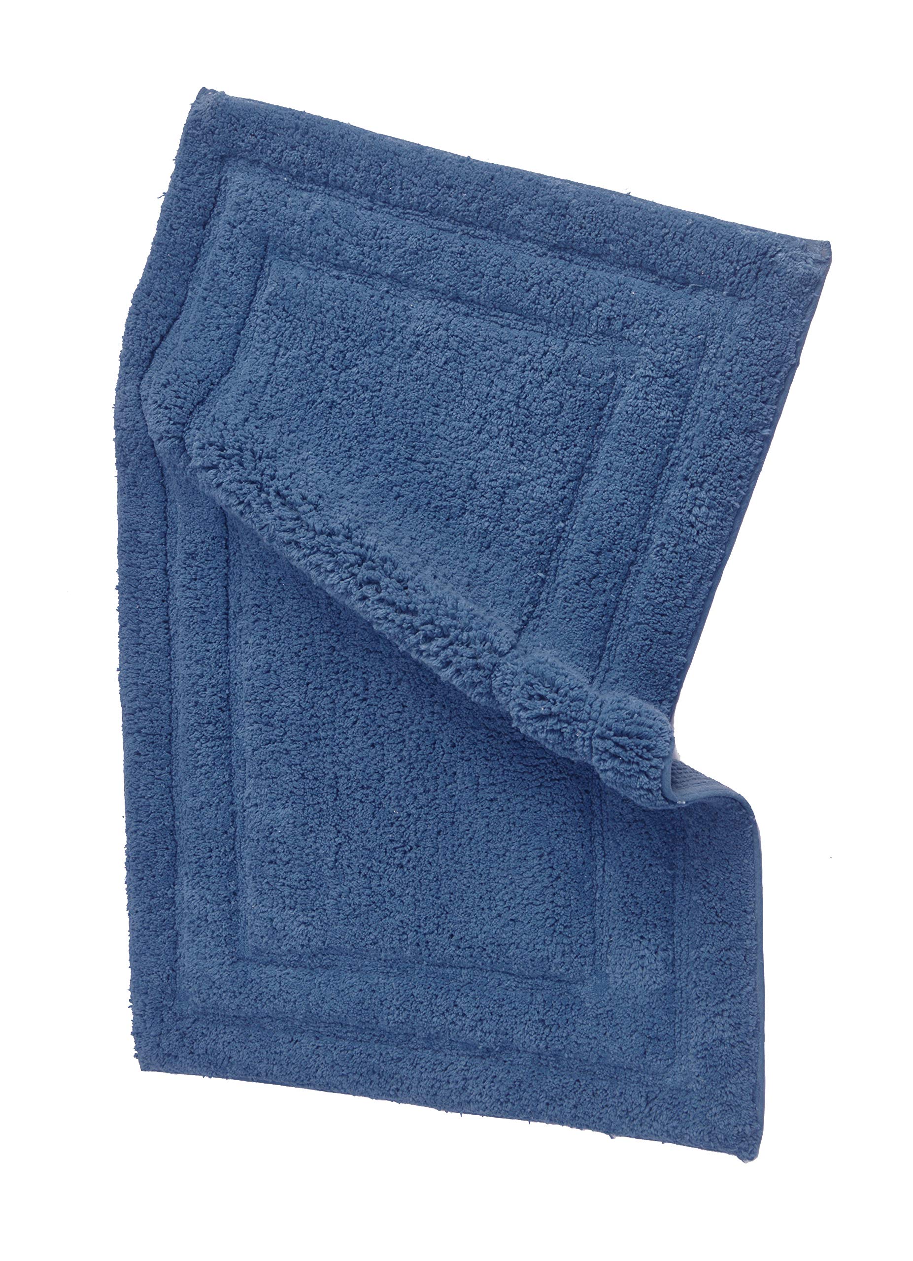 Chardin home Classicc Badteppich-Set, 100% Baumwolle, zweiteilig, 53,3 x 86,4 cm und 43,2 x 61 cm, mit Rutschfester Latex-Rückseite, Mittelblau