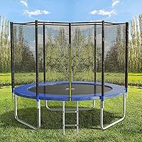 AOTOB 12FT Trampoline with Safety Enclosure Net, Basketball Hoop & Ladder - 400lbs Heavy Duty for Kids Adults