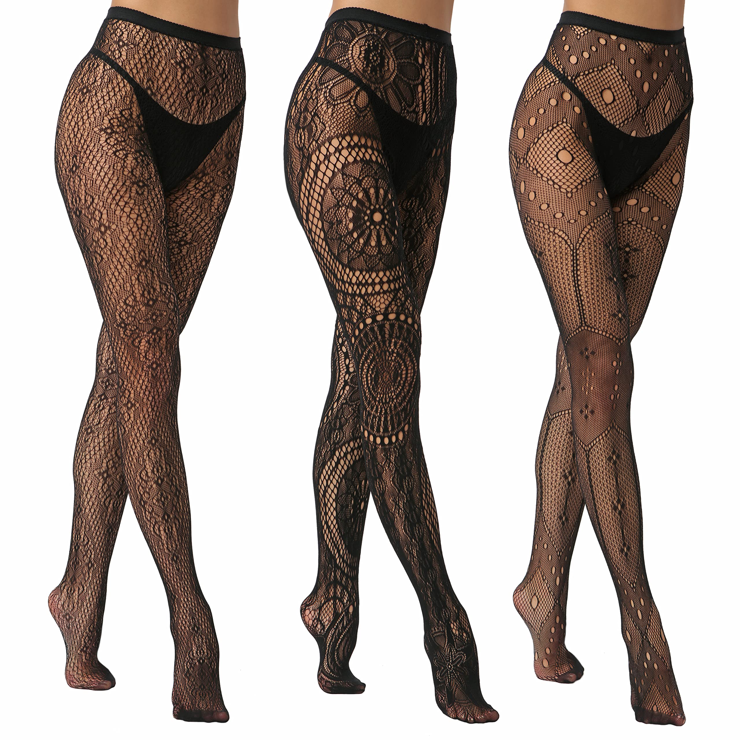 EVERSWE High Waist Fishnet Tights, Thigh High Suspender Stockings
