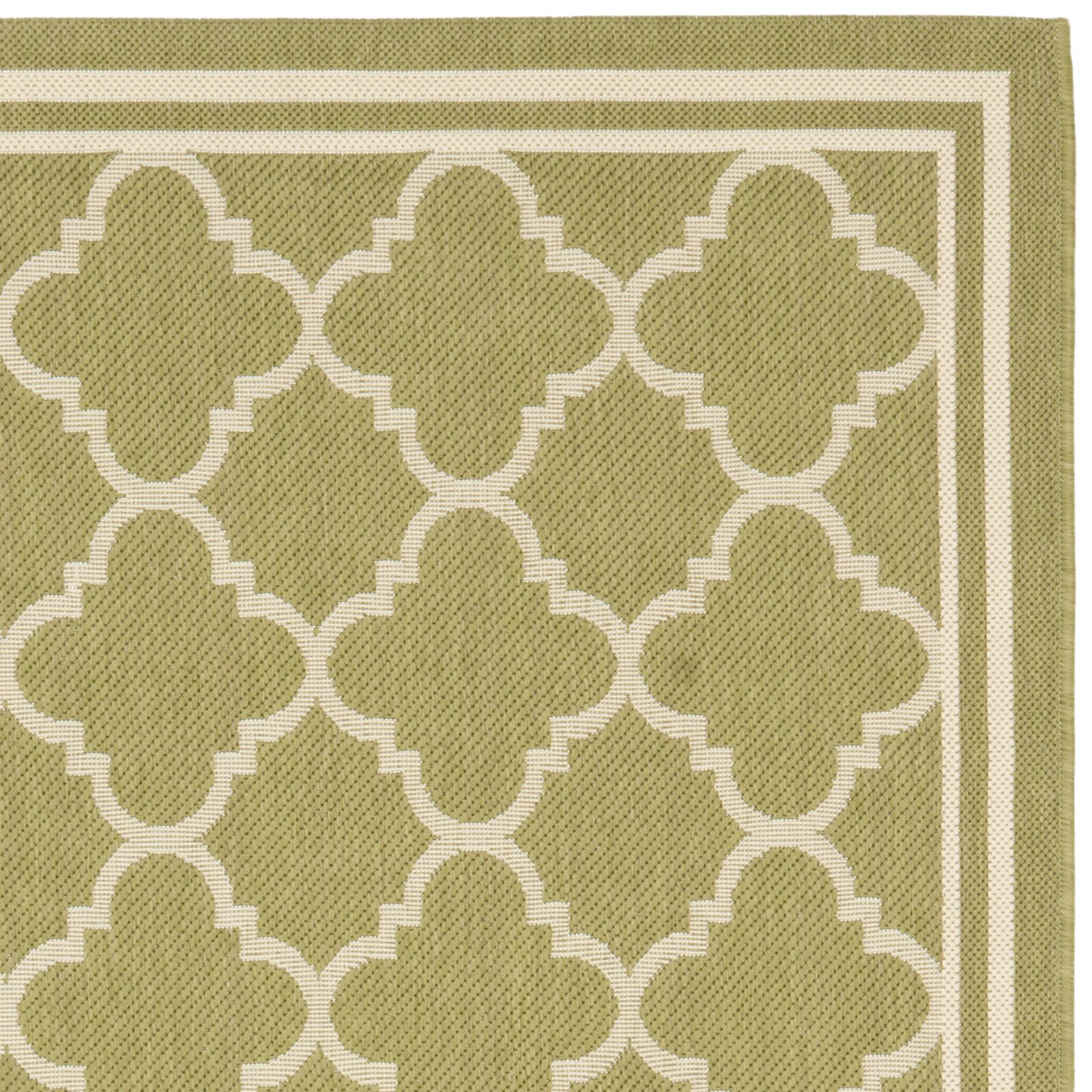 SAFAVIEH Tapis géométrique pour Salon, Salle à manger, Chambre à coucher - Courtyard Collection, Tapis à poil court, Vert et beige, 122 X 170 cm