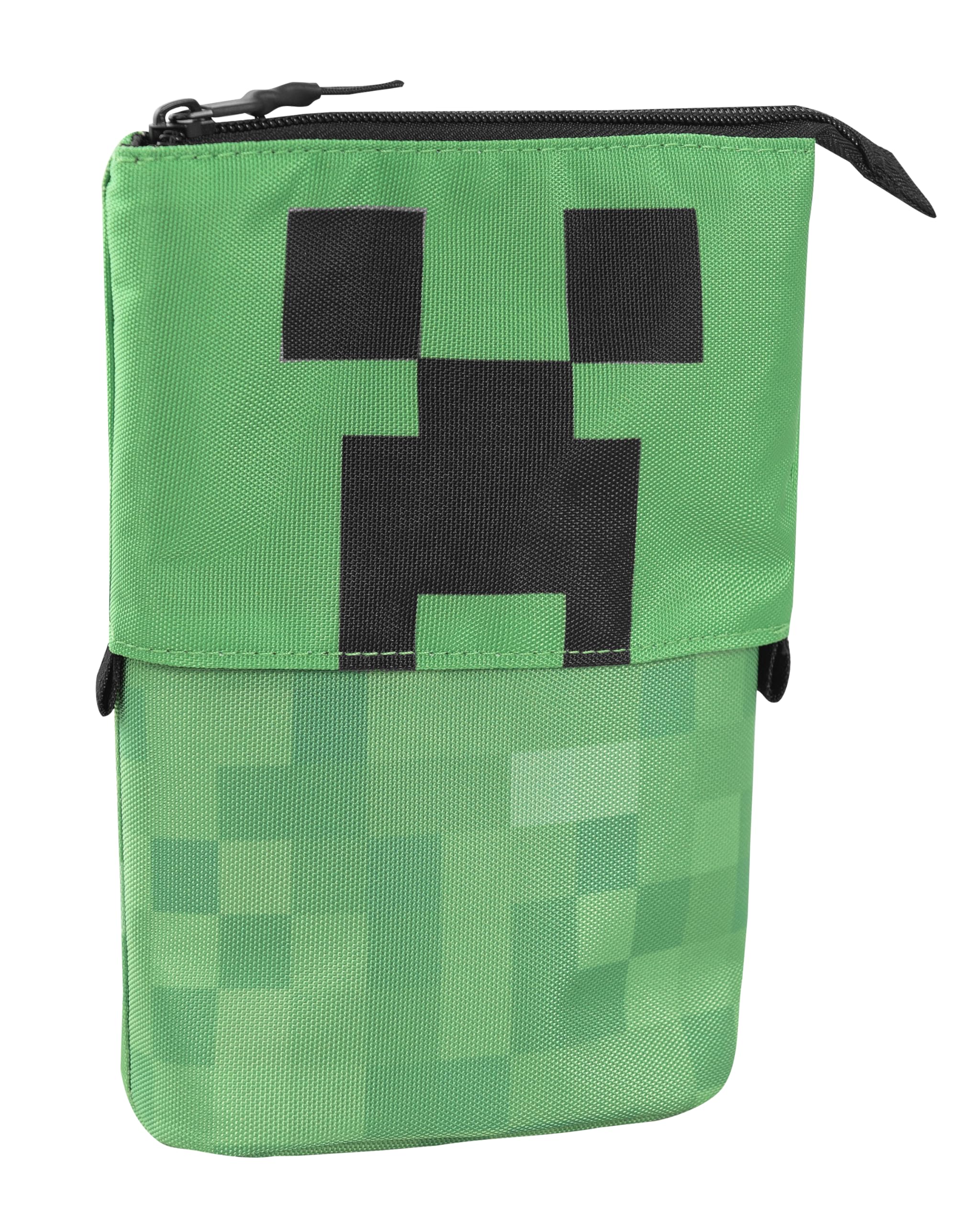 MINECRAFT - Vertical Telescopic Pencil Case, Zip Pocket, Ideal for Organizing Stationery Green, 12 x 12 H (Extension +7) x 5 cm - Green - Image 2