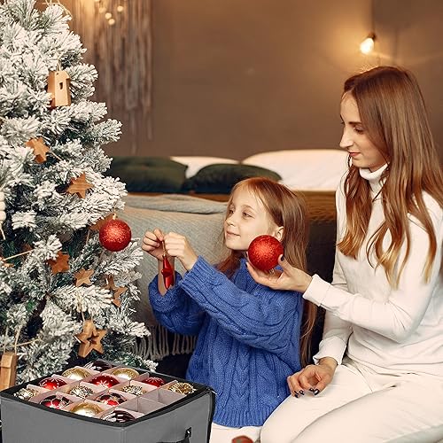 Miniatura 7 de Primode Caja de almacenamiento de adornos de Navidad 4 bandejas individuales de almacenamiento de Navidad se adapta a 64 bolas de decoración de