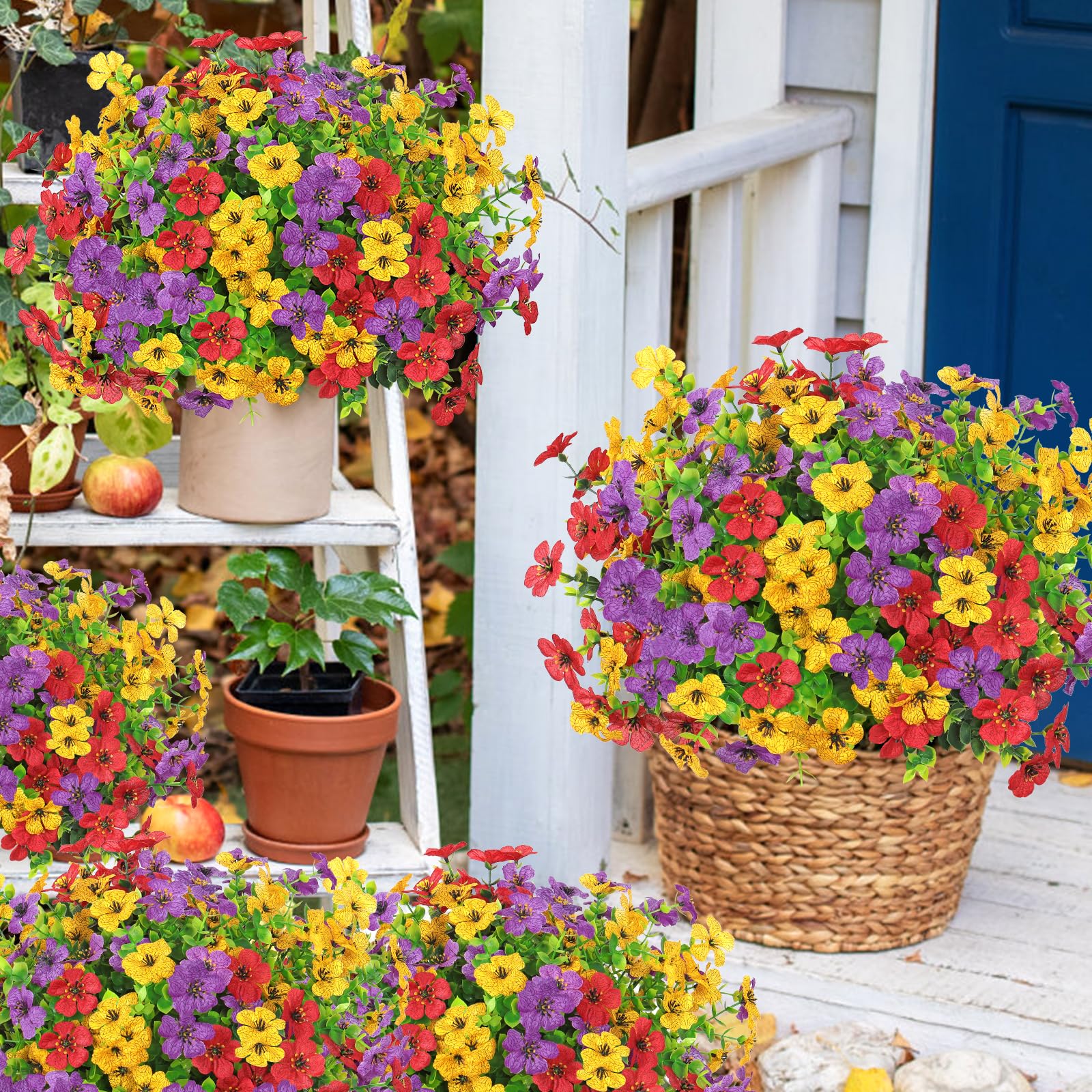 LOMOHOO 9 Bundles Artificial Flowers Outdoor UV Resistant Fake Flowers No Fade Faux Plants Garden Porch Window Box Decorating (Mixcolor) - Image 4