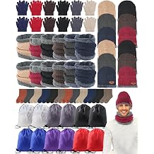 60 PCS Homeless Care Package Supplies Bulk Winter Knit Beanie Hats Gloves Neck Warmers Socks and Drawstring Bags for Unisex Men Women Donation Charity