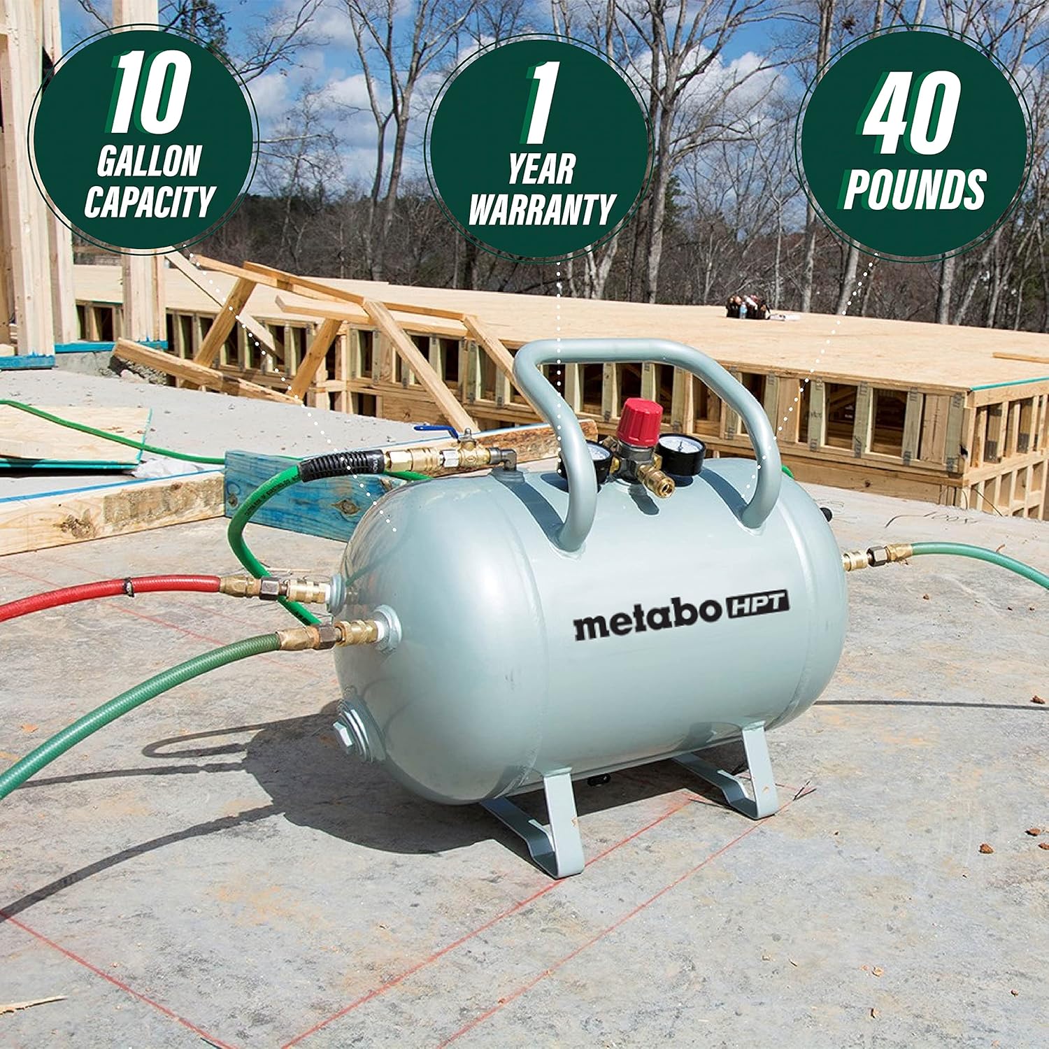 Onе-Dау Sаlе: Uр tо 70% оƒƒ Metabo HPT Reserve Air Tank | Five Quick Connect Couplers | 10-Gallon Capacity | ASME Certified | UA3810AB