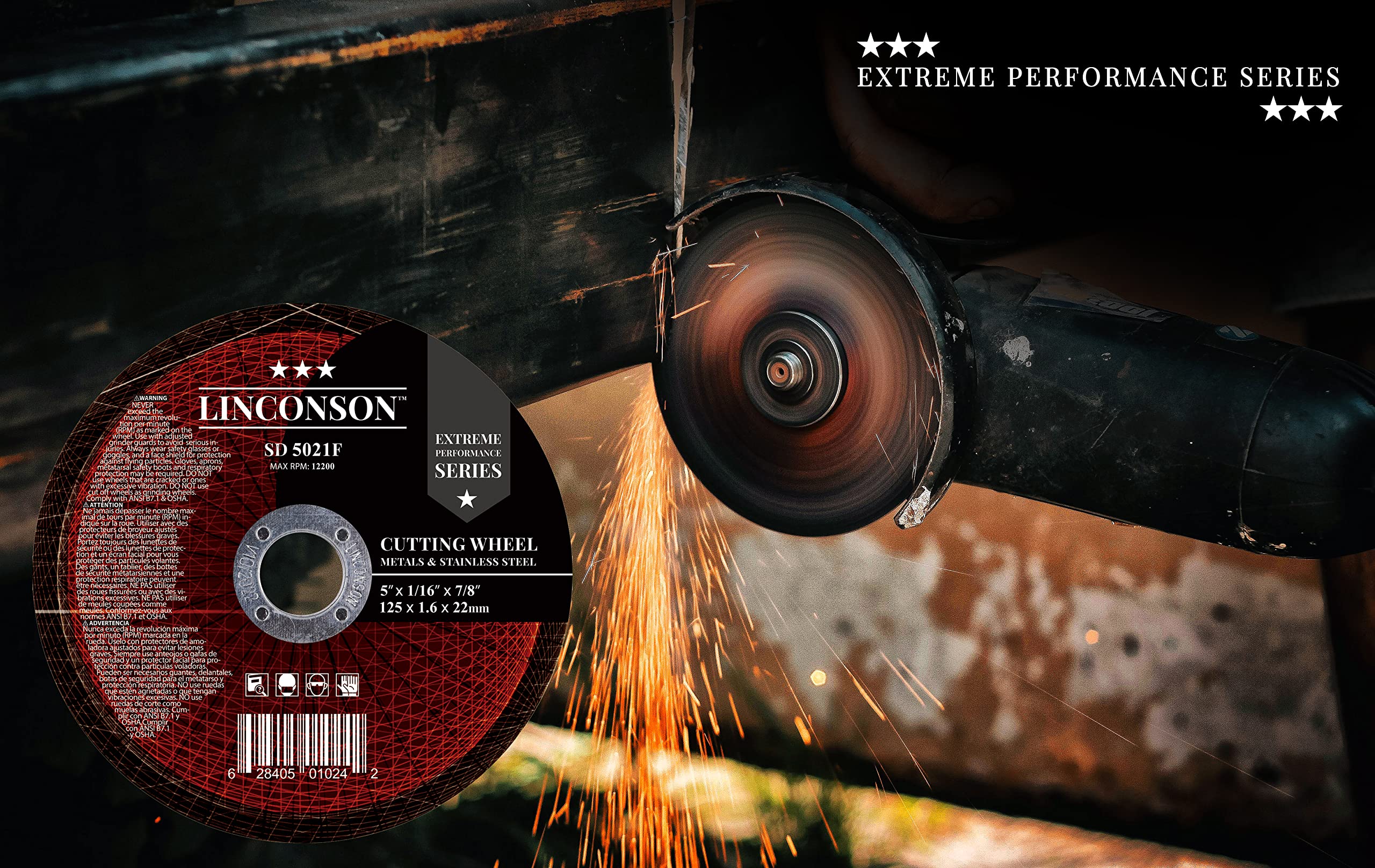 linconson Paquete De 50 Ruedas Corte 5 Pulgadas Para Metal Y Acero Inoxidable Utilizadas En Amoladora Angular Disco Plano /8 (SD 5021f), 16 X 7, 1