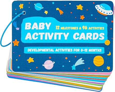 Baby Activity Cards for 0-12 Months 96 Activities Covering Milestones | Newborn & Infant Essentials Must-Haves for New Moms & First-Time Parents