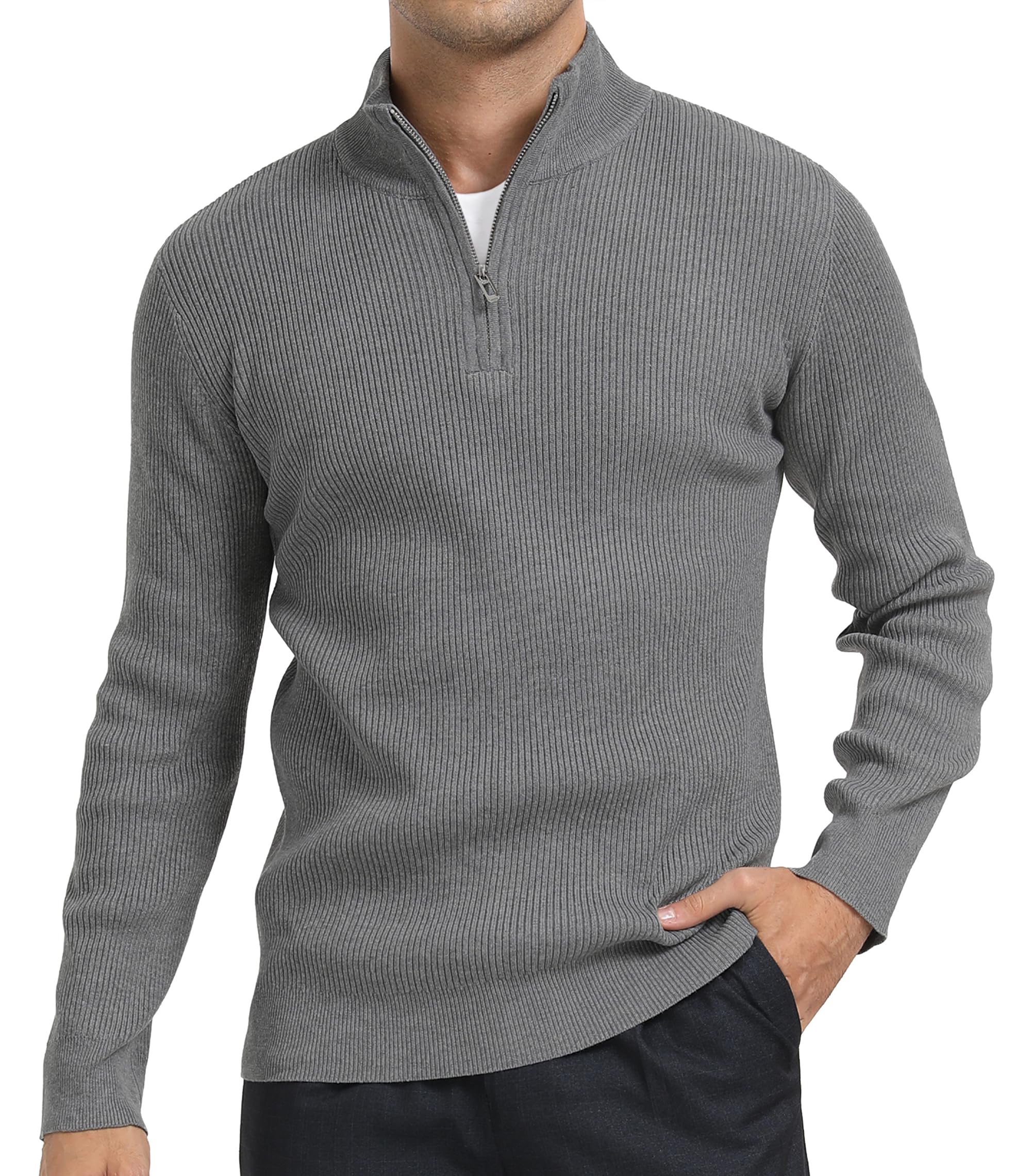 DAFENP Maglione Uomo Invernale Collo Alto con Zip Pullover Dolcevita Lavoro Caldo Lungo Sweater