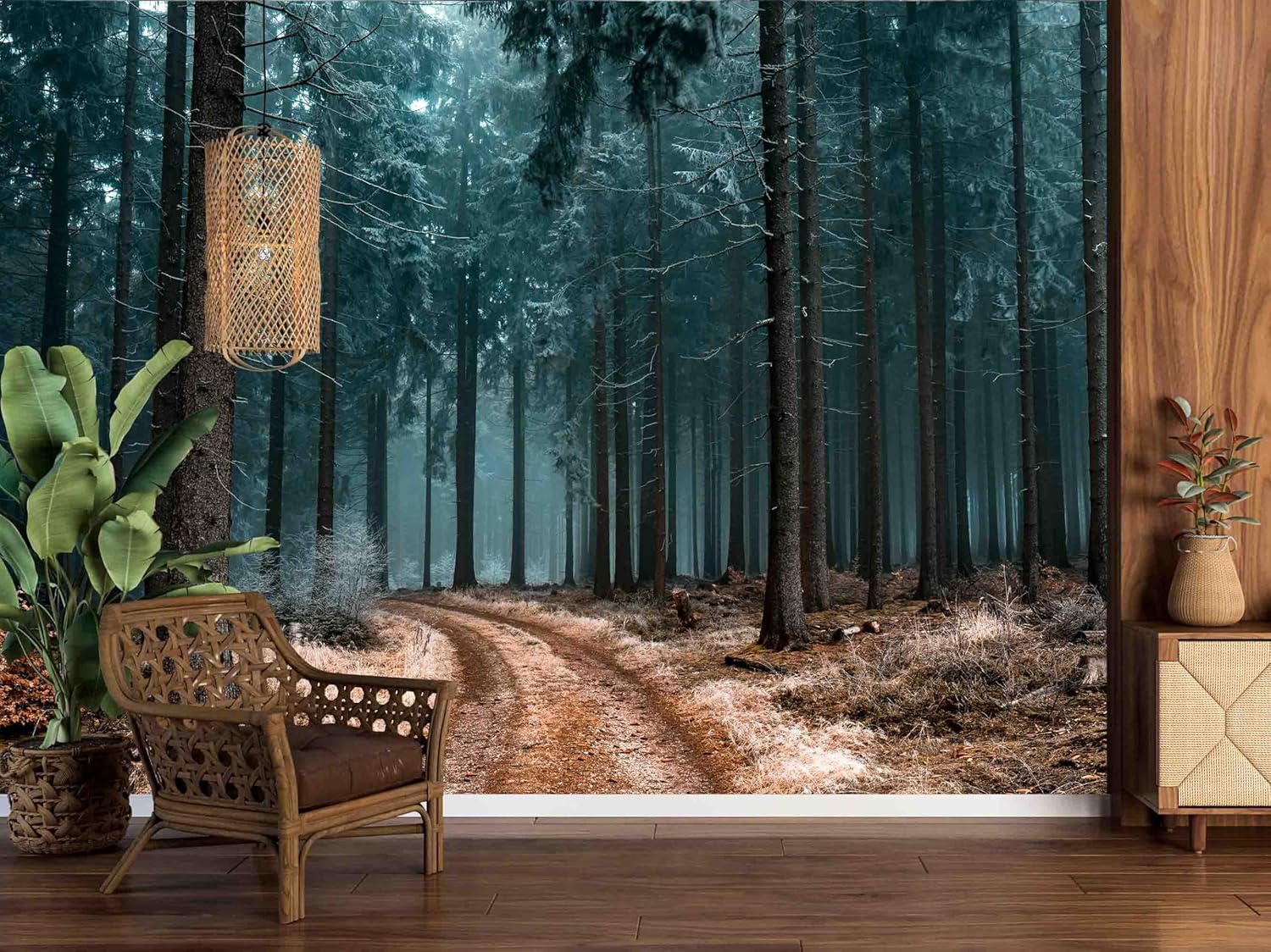 Forest Wall Murals Peel and Stick ，Mountain Scenery Landscape Canvas Removable Waterproof Large Wallpaper for Living Room Bedroom（A2,118×82inch