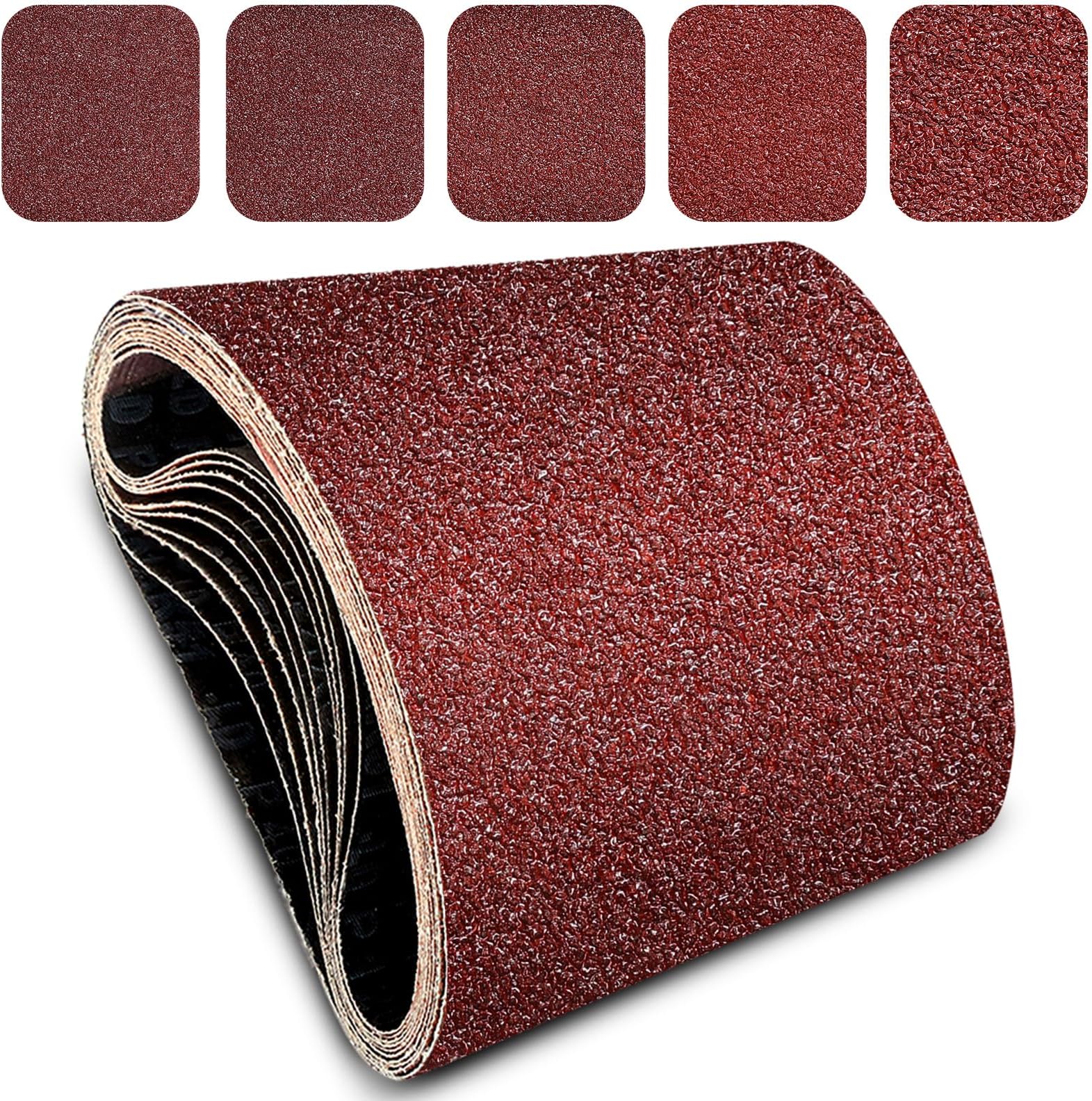 8x19 Inch Floor Sanding Belts 10 Pcs (5 Grit, 2 Each of 40, 60, 80, 100, 120 Grits) Heavy Duty Belt Sander Aluminum Oxide Belt Sander Paper for Wood, Metal, Stainless Steel, Automotive, and Furniture