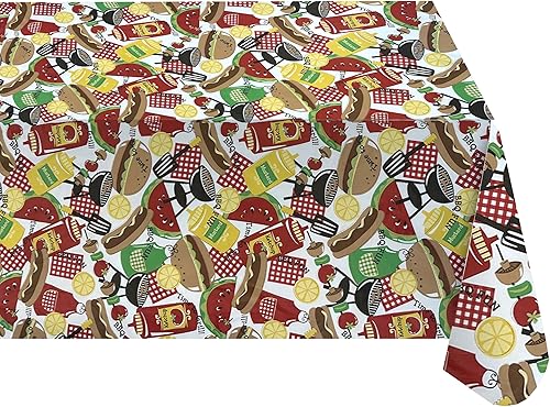 Newbridge Summer Memories - Mantel de vinilo retro para barbacoa con reverso de franela, estampado nostálgico kitschy de barbacoa, mantel de vinilo