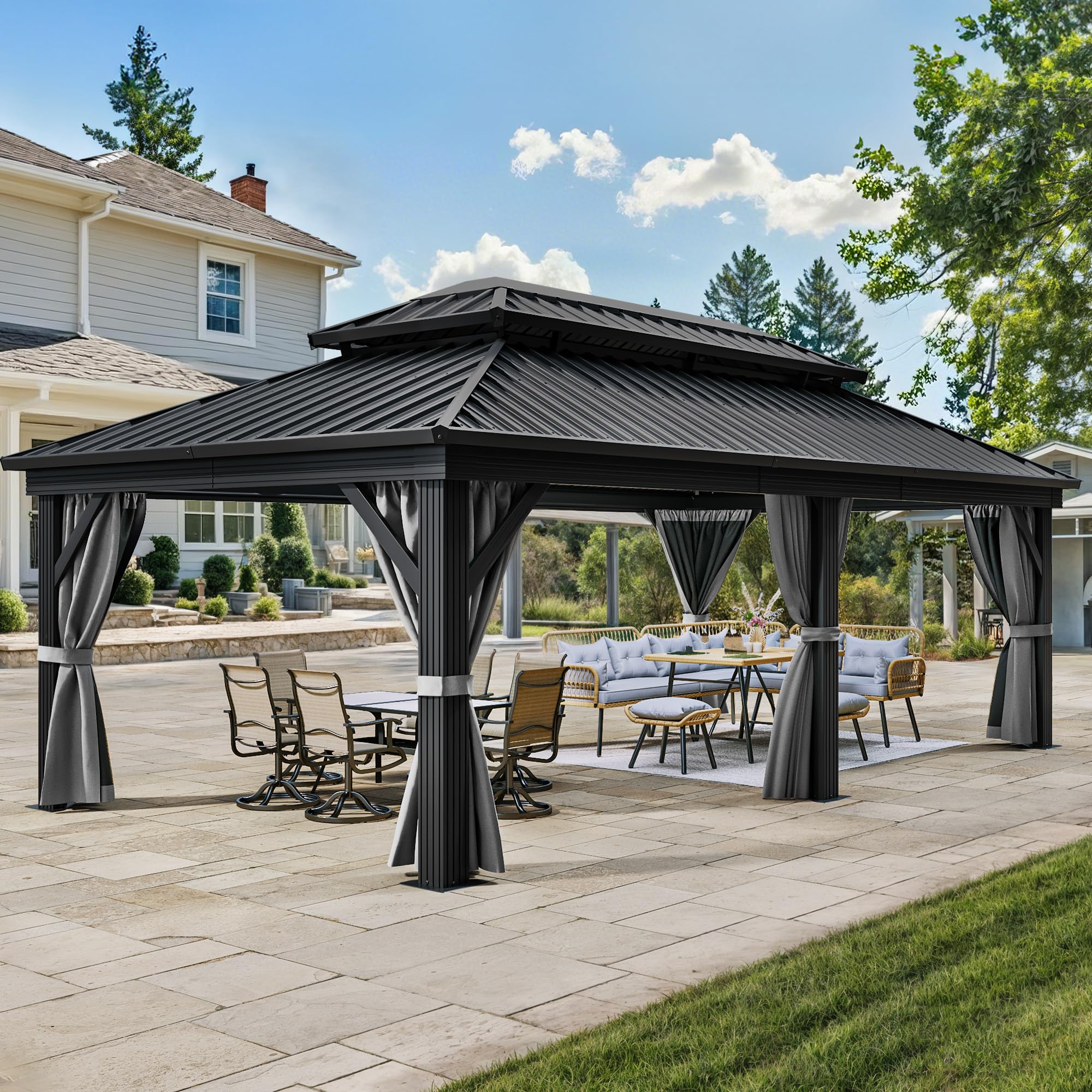 Amazon.com : YITAHOME 12x18ft Hardtop Gazebo, Heavy Duty Double