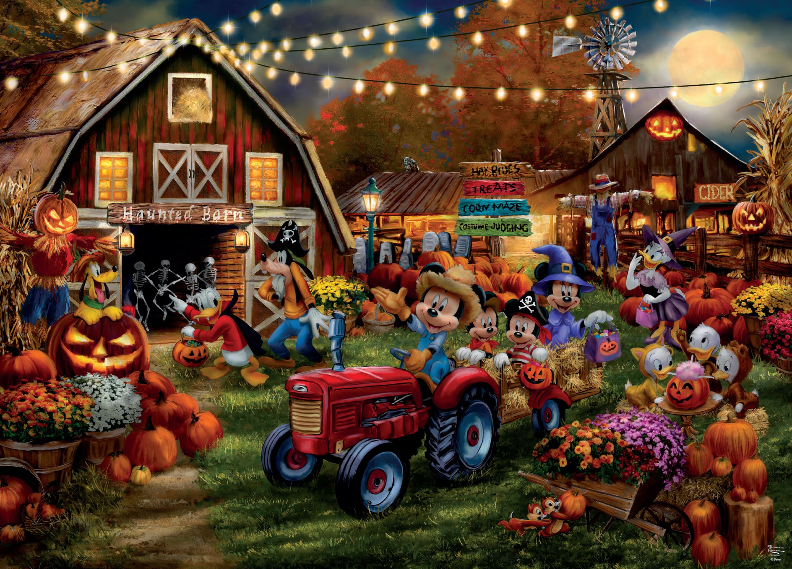 Ceaco - Disney – Thomas Kinkade - Mickey and Minnie Pumpkin Festival – 1000 Piece Jigsaw Puzzle ​ Challenging and Colorful Puzzle for Adults – Precision-Cut Pieces - 3
