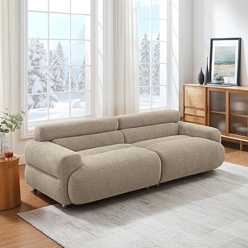 Miniatura 3 de VANOMi Sofá biplaza Boucle Cloud de 89 pulgadas, cómodo sofá tapizado de asiento profundo, moderno sofá de mediados de siglo para sala de estar,