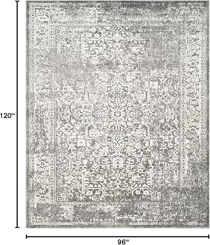 SAFAVIEH Area Rug 8x10 - Evoke Collection - Large - Grey & Ivory, Distressed Design, Non-Shedding & Easy Cleaning, Ideal for Living Room, Bedroom, Dining Space (EVK256D)