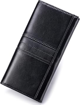 Wallets for Women RFID Blocking Long Ladies Wallet Bifold Womens Leather Wallet with Coin Pocket ID Window, Black