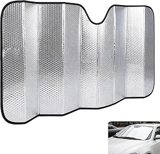 1 PC Car Windshield Sun Shade, Double Thickened Bubble Reflective Sunshade, Foldable Heat Insulation Protector, Universal for Most Cars, Trucks, SUVs (Silver)
