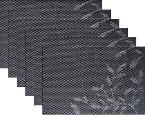 Miniatura 1 de Juego de 6 manteles individuales de hojas, antideslizantes, resistentes al calor, de 18 x 12 pulgadas, de vinilo, lavables, para cocina, interiores