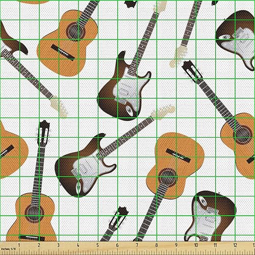 Miniatura 71 de Ambesonne Tela Geométrica por Yarda, Diseño Monocromo Patrón Abstracto de Líneas Continuas sobre Fondo Liso, Tela de Punto Elástico para Ropa