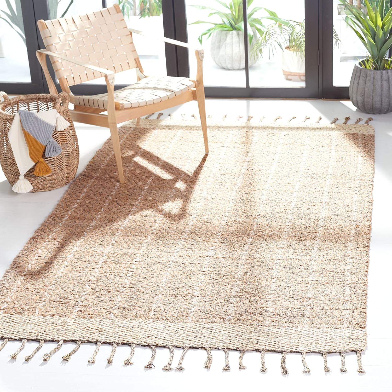 Ivory Cotton Flatweave Handmade Reversible Rug 5' x 8'