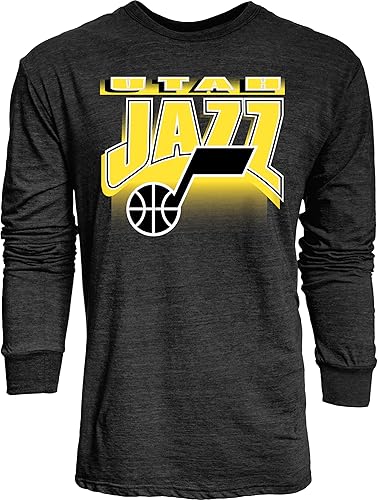 Utah Jazz NBA Officially Licensed Tri-Blend Long Sleeve T-Shirt Starters Black, 