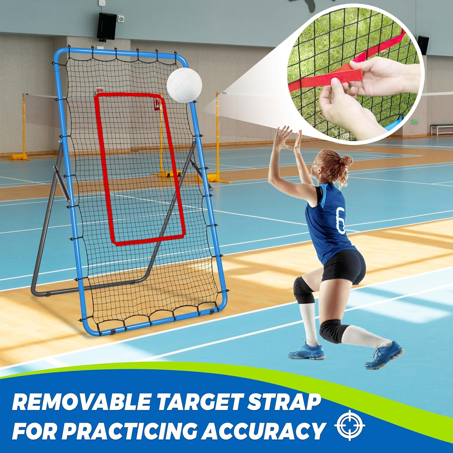 2-in-1 Volleyball Rebounder Net System, Adjustable from 7x4 ft to 4x4.5 ft, 4-Angle Bounce Back Net, Training Equipment for Volleying, Bumping, Spiking Practice, Resists Twisting - Image 6