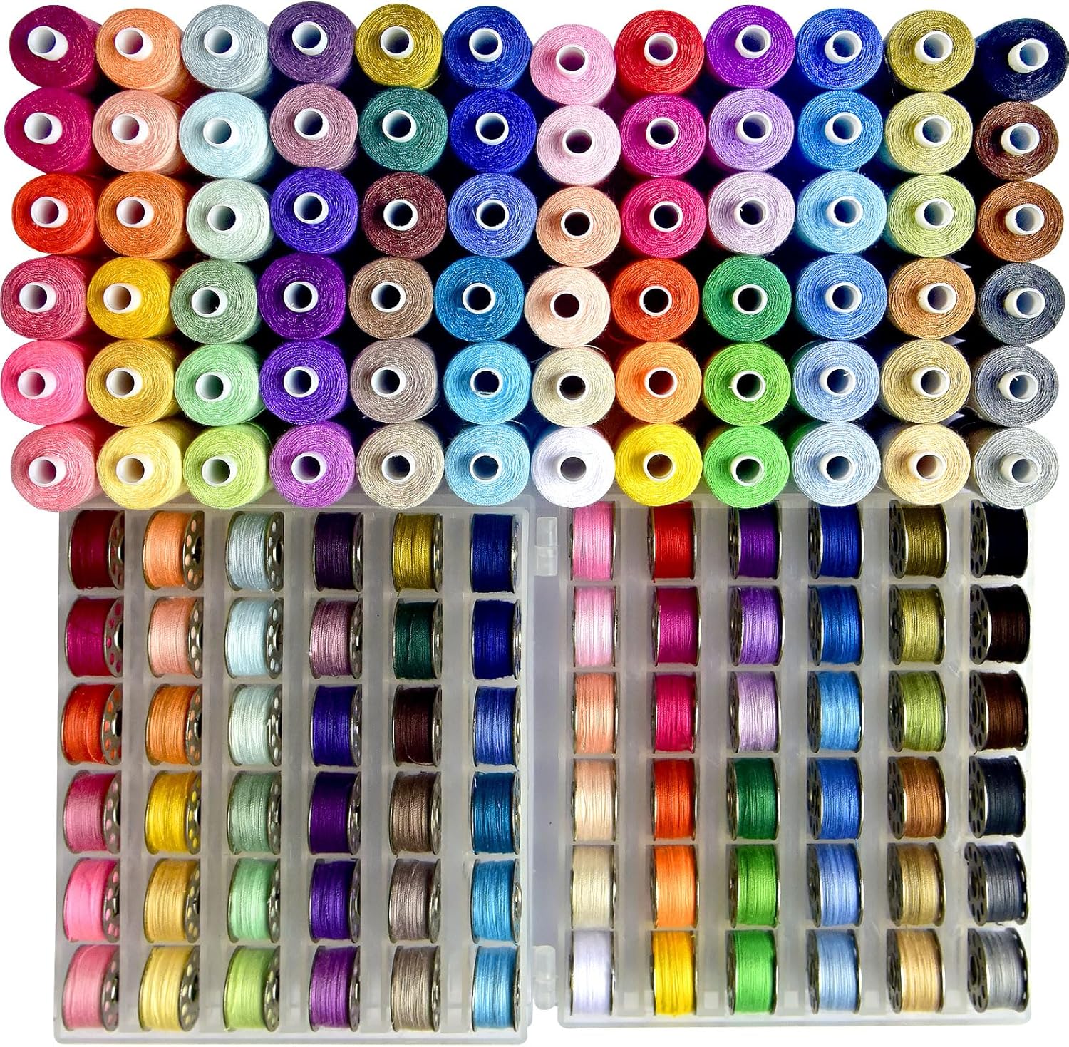 144Pcs 72 Colors Prewound Metal Bobbins and Thread Spools for Hand & Machine Sewing, Emergency and Travel, DIY and Home, 72 Colors Polyester Thread Spools