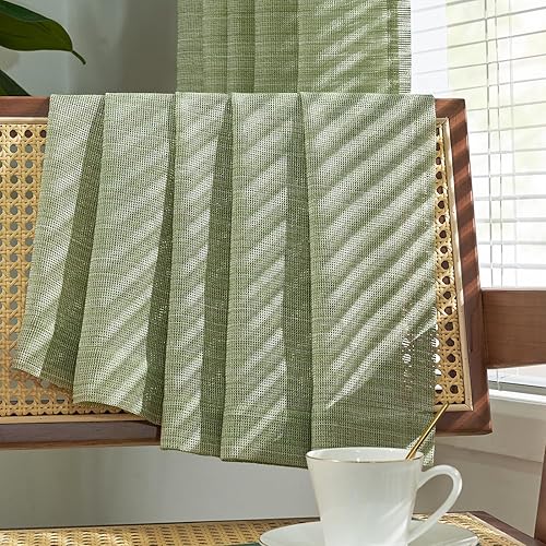 Miniatura 7 de jinchan Cortinas traslúcidas de lino para sala de estar, 96 pulgadas de largo, cortinas de gasa rústica, filtrantes de luz, bolsillo para barra,