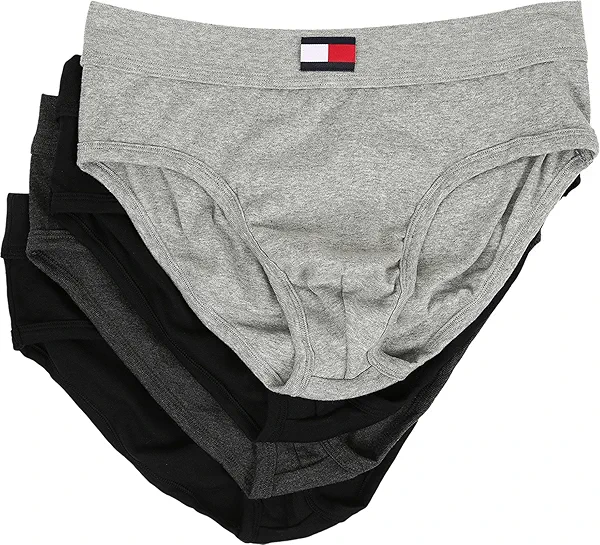 Tommy Hilfiger Men's Cotton Hip Brief, Black, Large (Pack of 4)