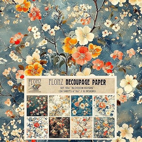 Vista 10 de Decoupage - Paquete de papel (24 hojas de 6 x 6 pulgadas), patrón de flores de neón FLONZ, papel de estilo vintage para decoupage, manualidades