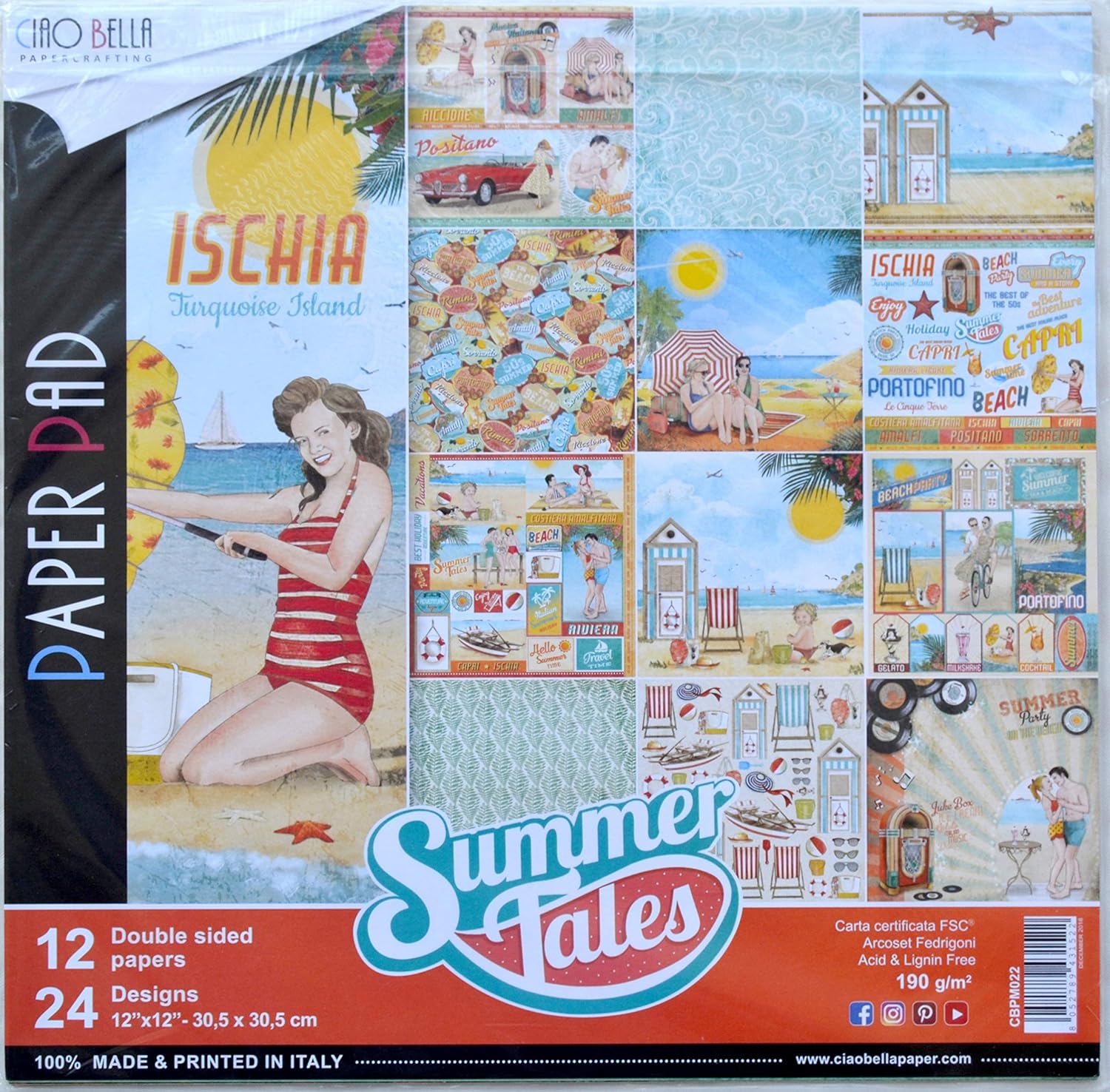 CIAO BELLA PAPER Pap Pack PKG, us:one size, Summer Tales, 12 Designs/1 Each