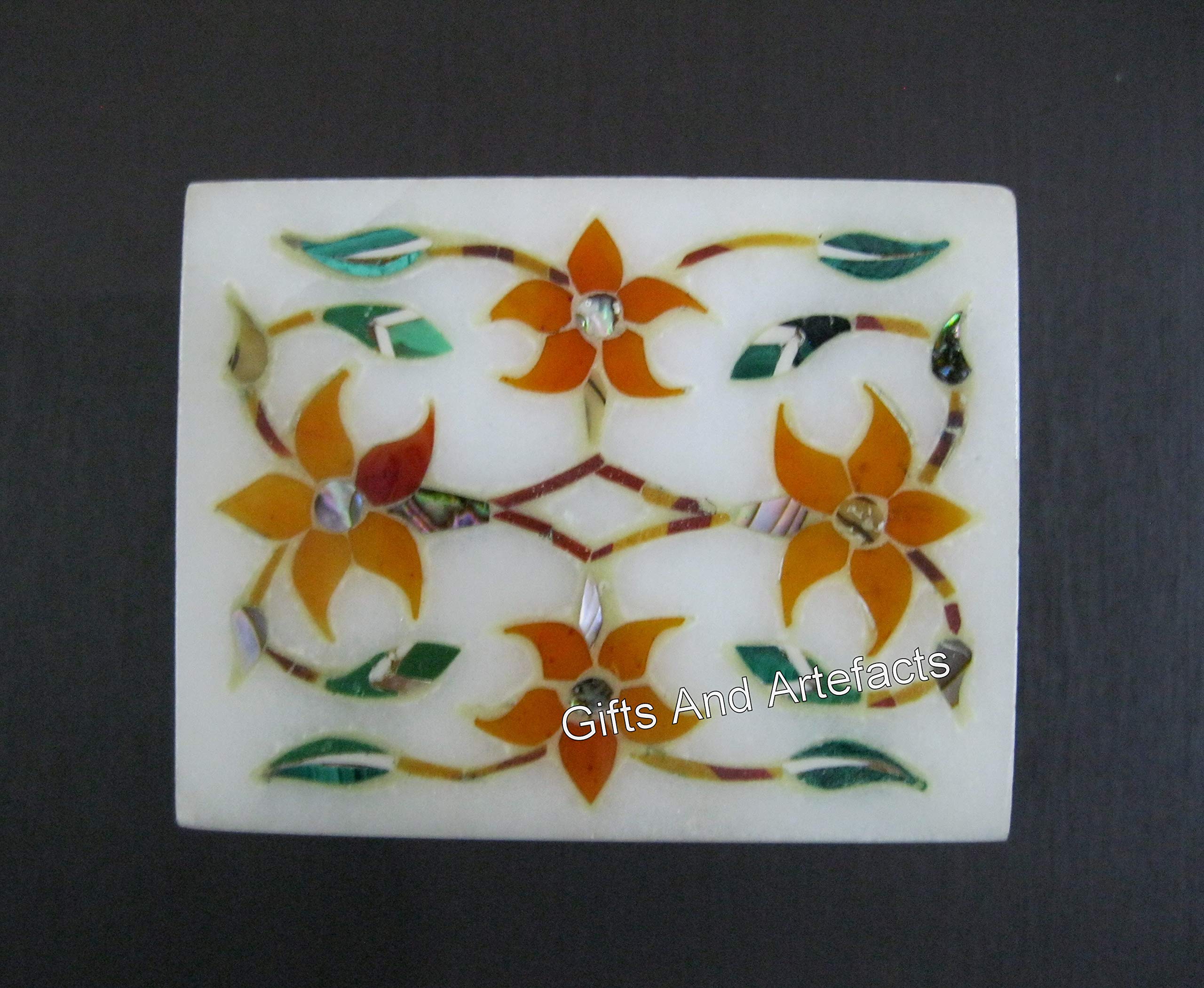 Boîte à bijoux marbre blanc Pietra Dura petit coffret de rangement
