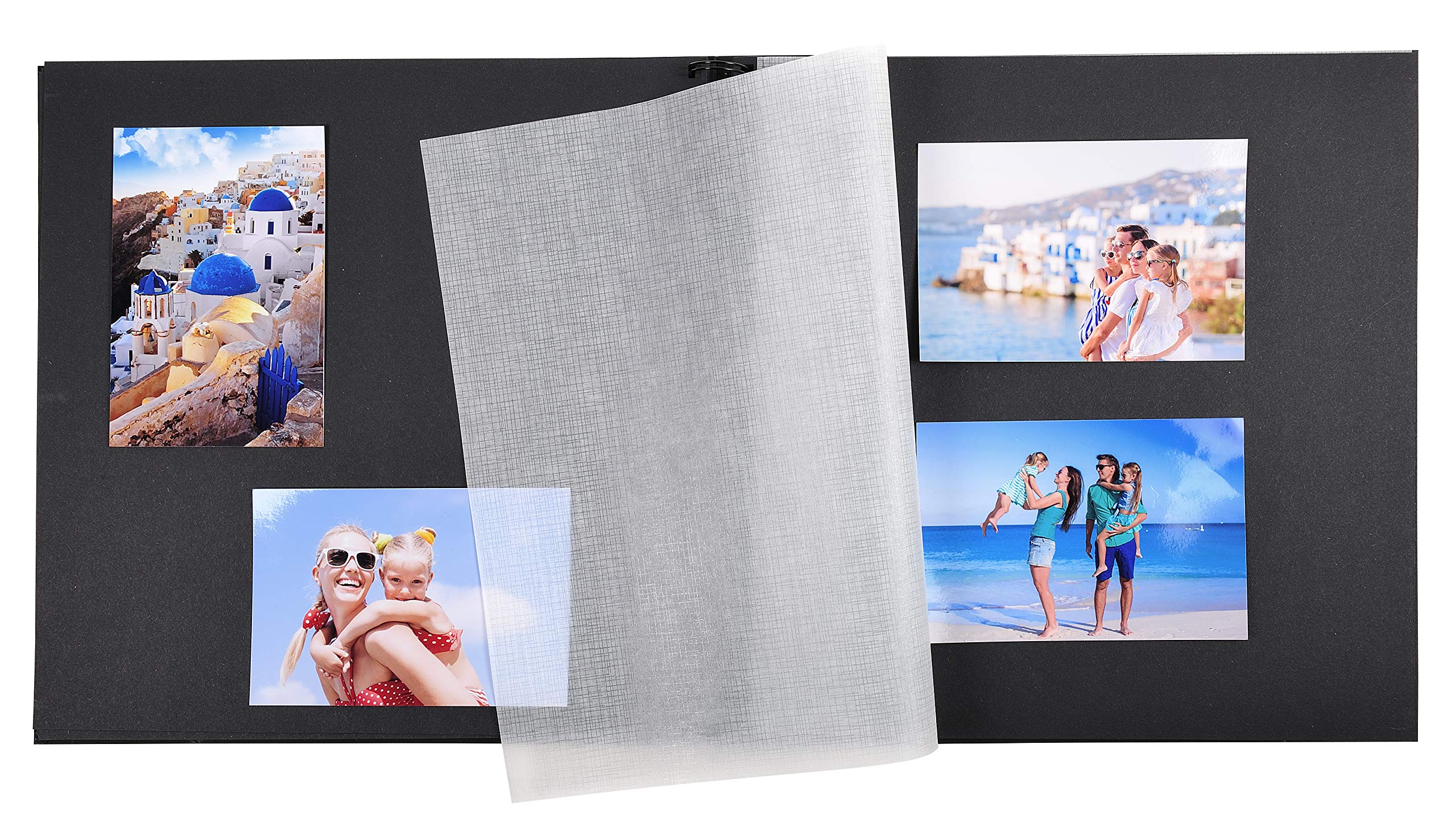 Exacompta 15117E MILANO Spiral-Fotoalbum 360 Fotos 60 schwarze Seiten Format 32 x 32 cm Einband aus orangefarbenem Papier mit Textileffekt Fenster zur individuellen Gestaltung FSC® zertifiziert