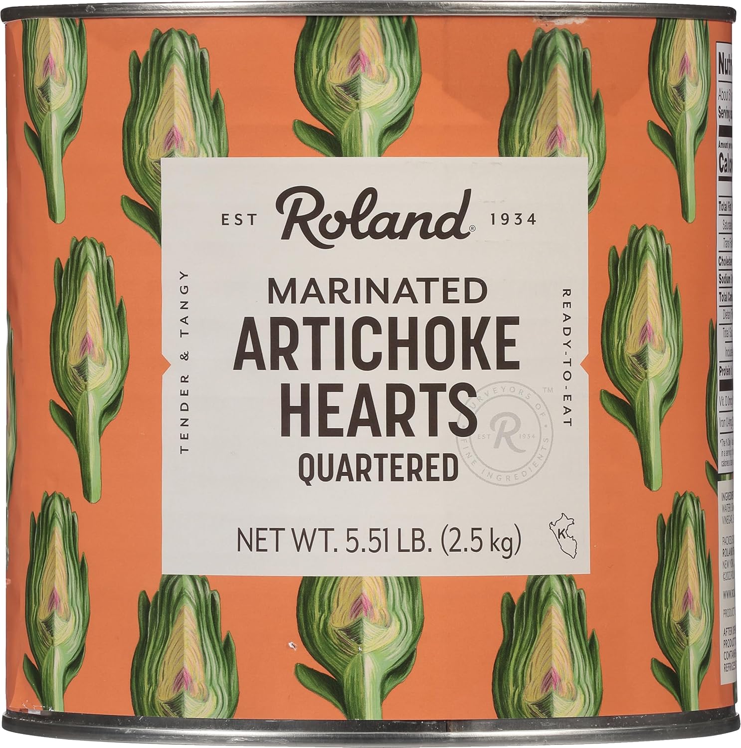 Roland Foods Marinated Quartered Artichoke Hearts Bulk 5 Lb 8 Oz Can - Imported from Spain, Ready-to-Eat Gourmet Specialty