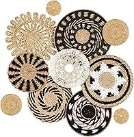 Tatuo 11PCS Boho Woven Wall Baskets - Handmade Bulrush Farmhouse Hanging Decor for Kitchen, Rustic Home & Summer, Multi Sizes