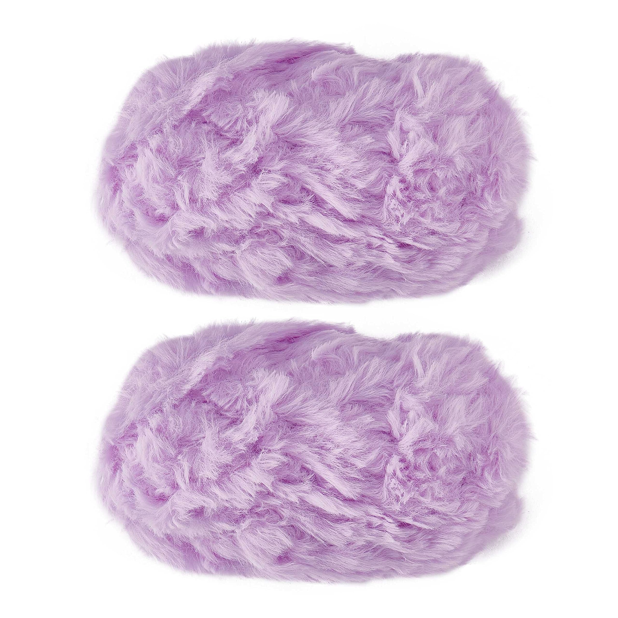 BEEFLYING 2 Roll Super Soft Fur Chunky Fluffy Faux Fur Yarn - Fluffy Eyelash Yarn for Crochet, Knit Blanket, Rug, Clothes - 230m (232.8yds, 51g2) - Violet