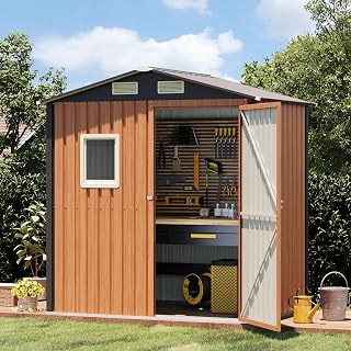 Canovire 6x4FT Metal Outdoor Storage Shed - Rust-Resistant Steel Frame, Lockable Door, Weatherproof Roof for Tools, Bikes & Backyard Gear