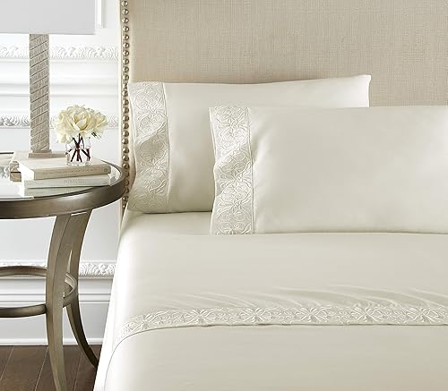 Miniatura 2 de Juego de sábanas de lujo bordado de alta gama de 100 algodón egipcio certificado fibras extralargas frescas transpirables ultra cómodas bordadas