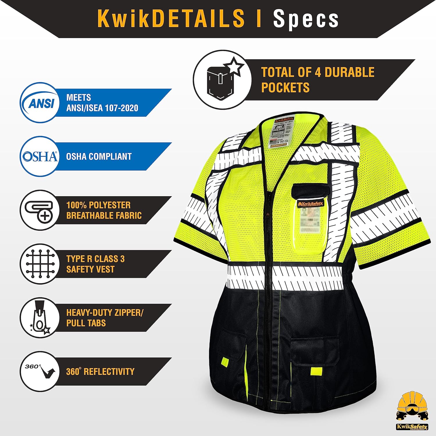 KwikSafety - Charlotte, NC - SHERIFF & SPECIALIST Class 2 & Class 3 Hi Vis ANSI OSHA Safety Vest for Women