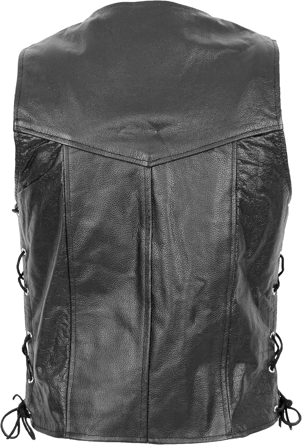 Mens Leather Gilet with Side Tassels Biker Style Vest Jax Black