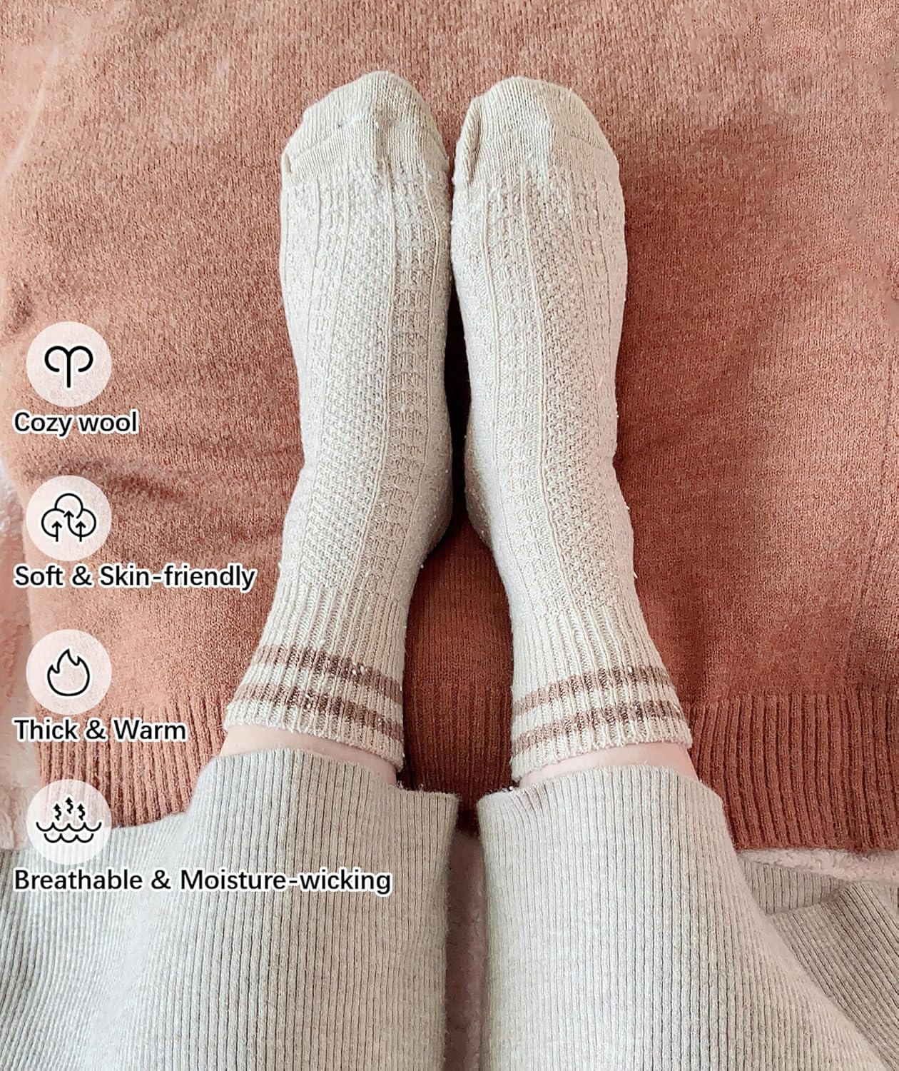 IIG Cute Warm Wool Socks for Women Super Cozy Thick Crew Winter Socks Gifts, 5 Pairs - Image 4