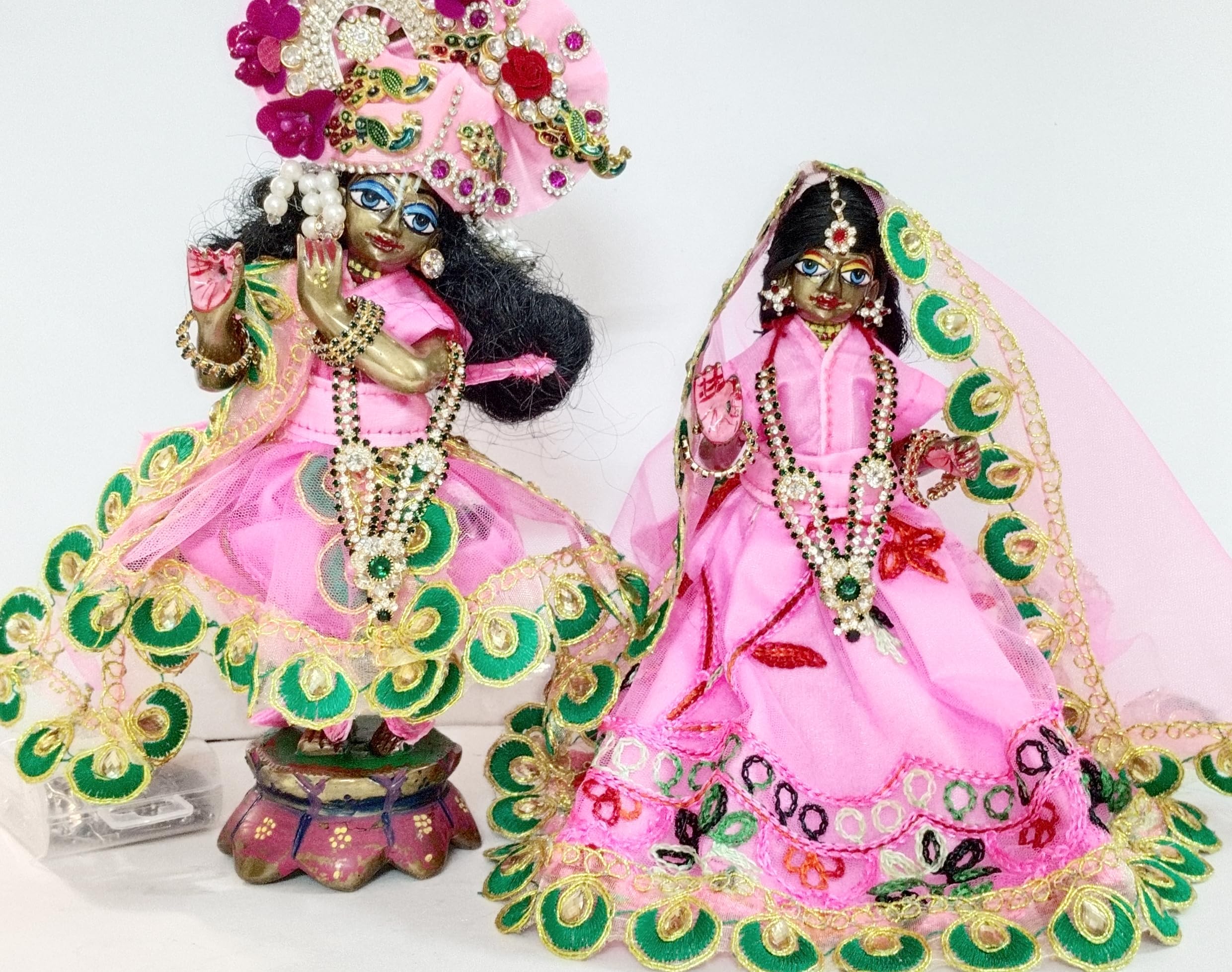 Radha Krishna Handmade Pink Net Fabric Dress Suitable for 7-8 inches Idols.  : Amazon.in: Home & Kitchen