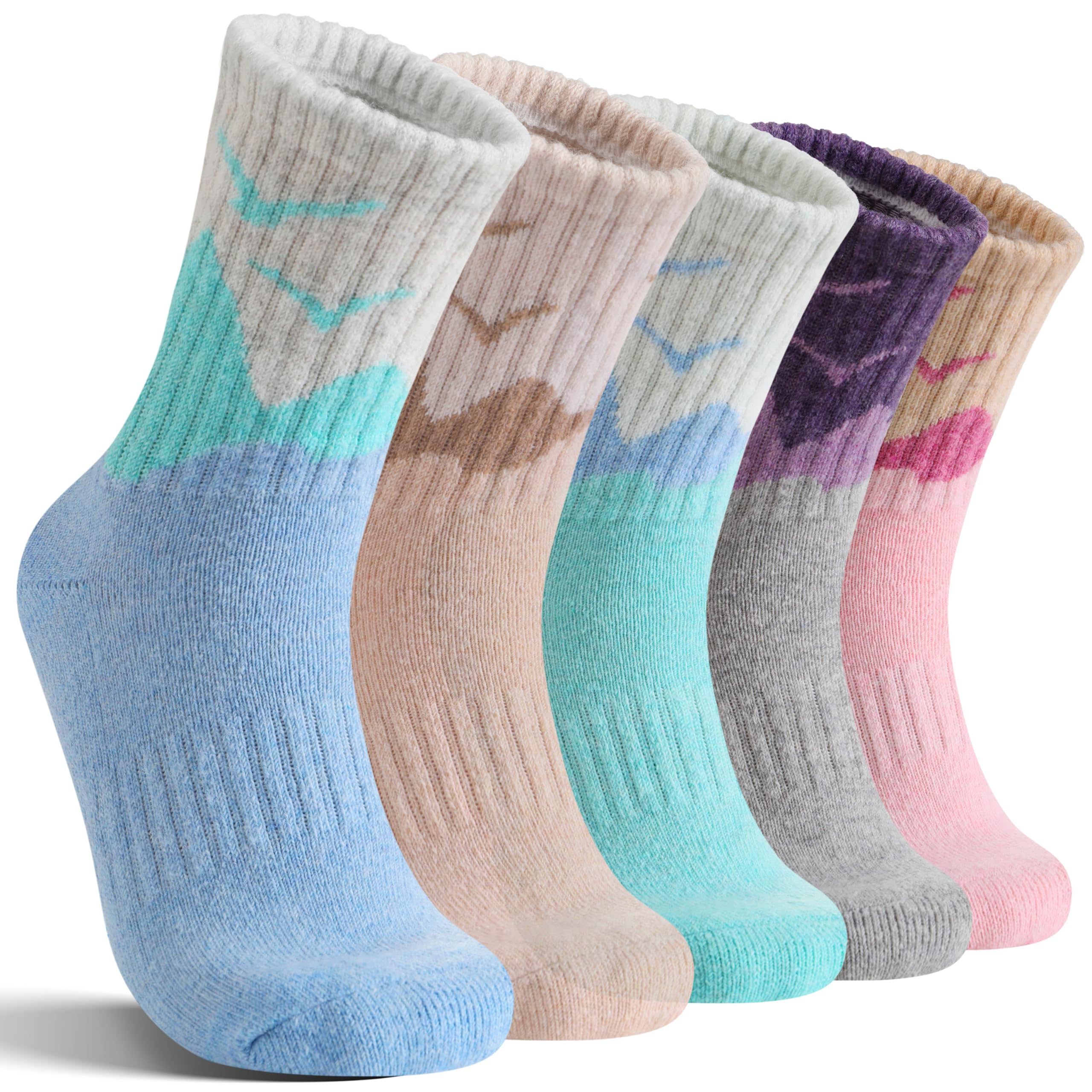 EBMORE 5 Pairs Womens Merino Wool Hiking Socks Thermal Warm Winter Boot Crew Cushion Work Gift Socks