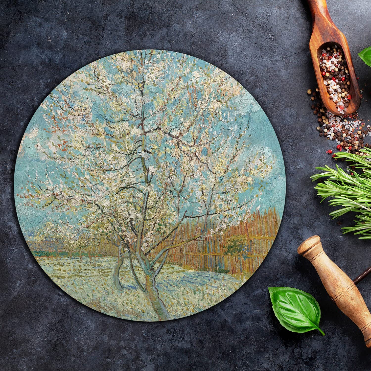 Coloray Glas Schneidebrett 40cm Herdabdeckplatte Servieren von Speisen Spritzschutz Glasabdeckplatte Gehärtetes Glas Induktionsherdabdeckung - Frühlingsbaum
